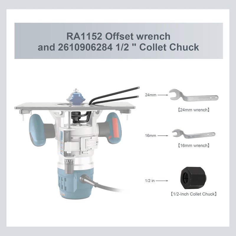 Thaekuns RA1152 Offset Wrenches for Router Bit-Changing BOSCH 2610906284 1/2-Inch Collet Chuck for 1613-,1617-, 1618- & 1619- Series Routers - Image 3